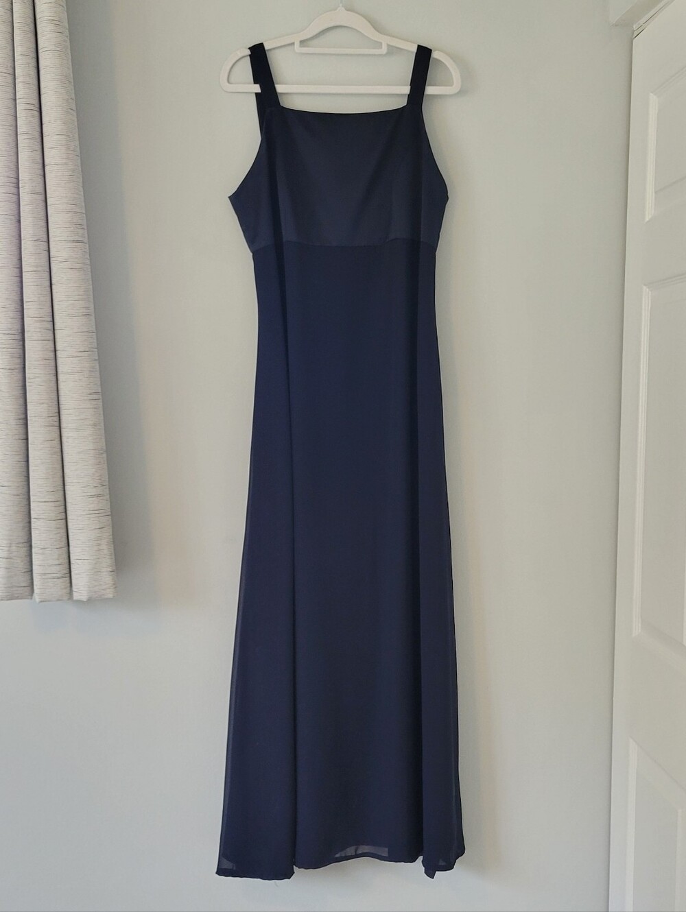Papell Boutique Navy Square-Neck Maxi Dress